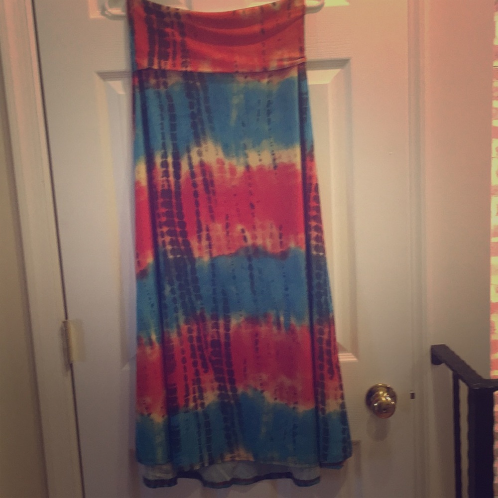 Blue and red lularoe skirt